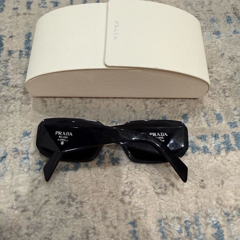 Prada Black Authentic Chunky Rectangular Sunglass… - image 2